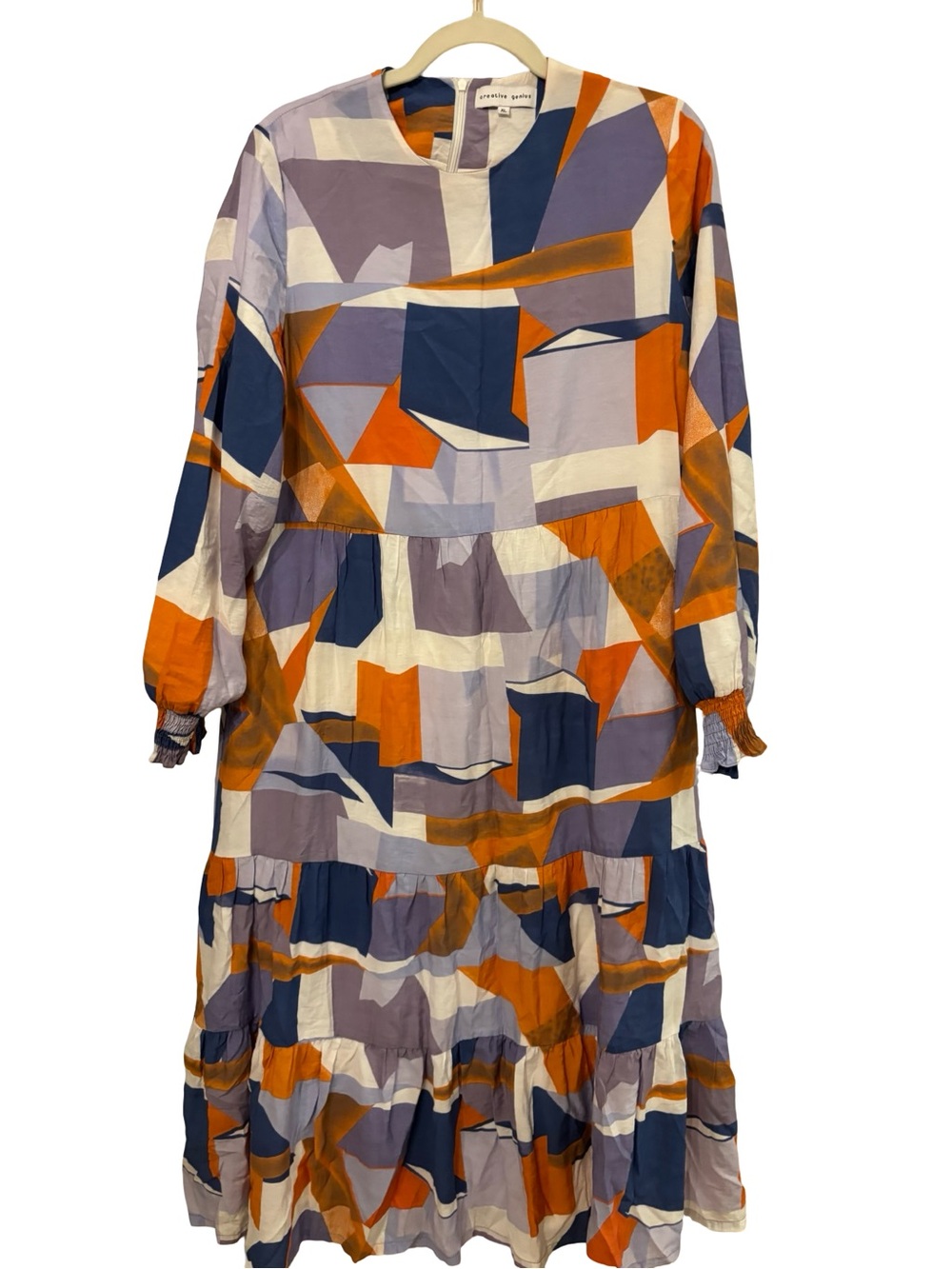 Creative Genius Abstract Geo-Print Artsy Retro Dopamine Boho 70’s Maxi Dress XL